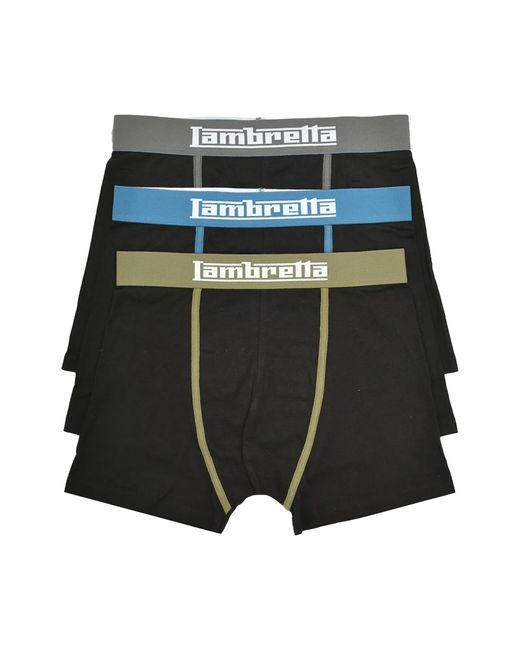 Lambretta Black Classic Boxer Shorts (Pack Of 3) for men