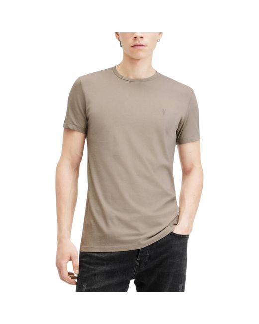 AllSaints Gray Crew Neck Short Sleeve T Shirt for men