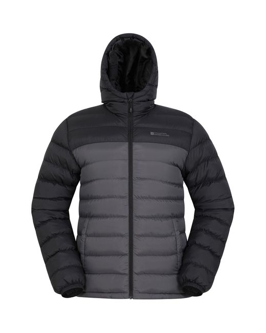 Mountain Warehouse Black 'Season' Padded Jacket With Side Pockets Water Resistant Warm Coat Polyamide for men