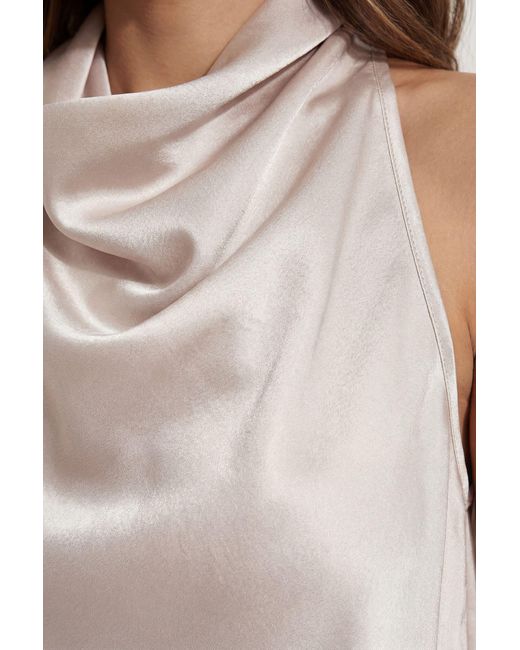 MissPap Natural Premium Satin Draped Crop Top Co-Ord