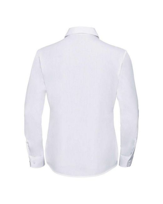 Russell White Collection /Ladies Poplin Easy-Care Long-Sleeved Formal Shirt