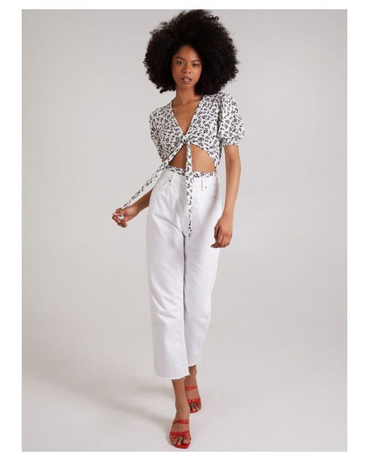 Pink Vanilla White Floral Cut Out Tie Bodysuit
