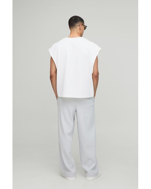 BoohooMAN White Oversized Boxy Pleated Cap Sleeve Tank for men
