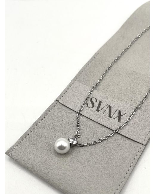 SVNX Gray Large Pearl Diamante Necklace