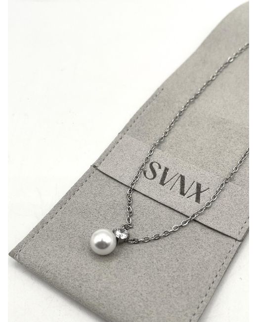SVNX Gray Large Pearl Diamante Necklace