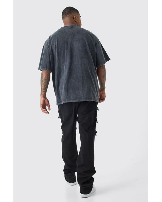 BoohooMAN Black Plus Skinny Stacked Distressed Ripped Jeans for men
