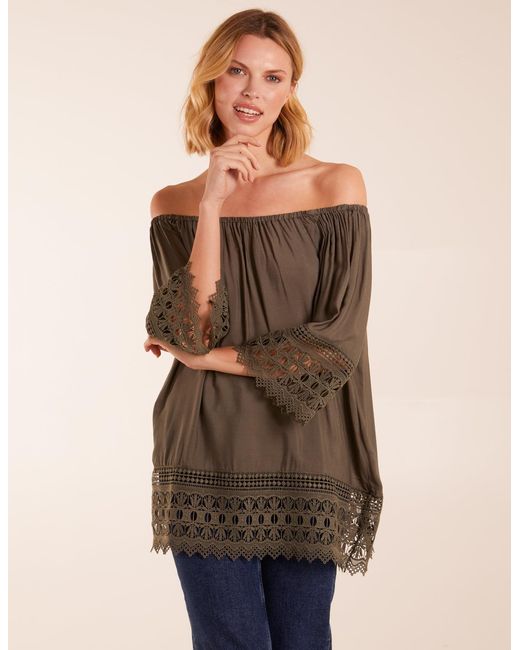Blue Vanilla Natural Round Neck Detail Blouse