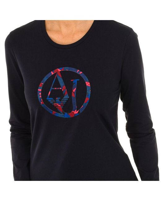 Armani Black S Long Sleeve Round Neck T-shirt 6x5t04-5j00z Cotton