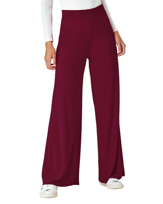 Roman Red Wide Leg Stretch Trousers Jersey Palazzo Pants