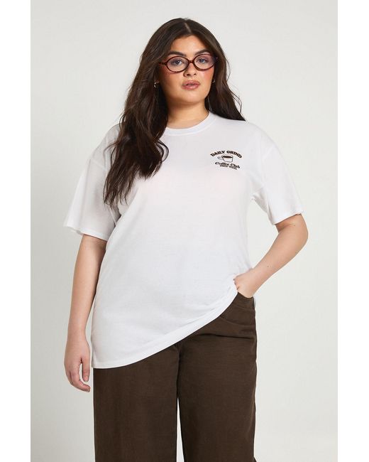 Boohoo White Plus Daily Grind New York Graphic T-Shirt