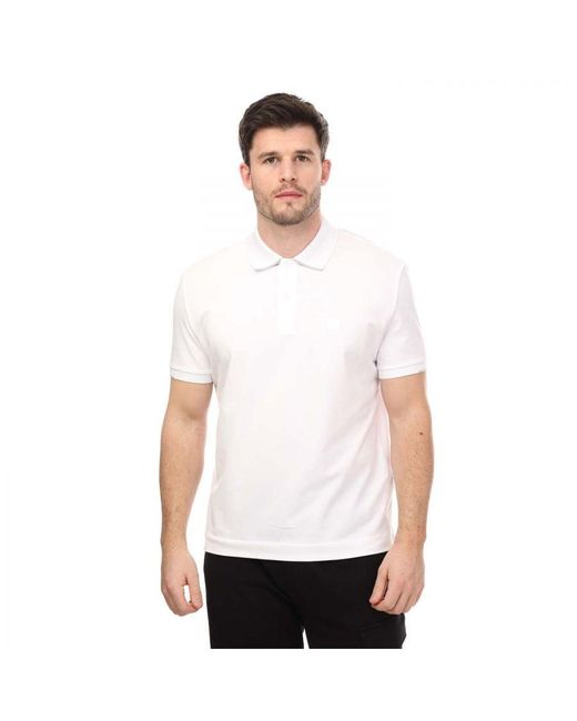 C P Company White Short Sleeve Polo Shirt for men