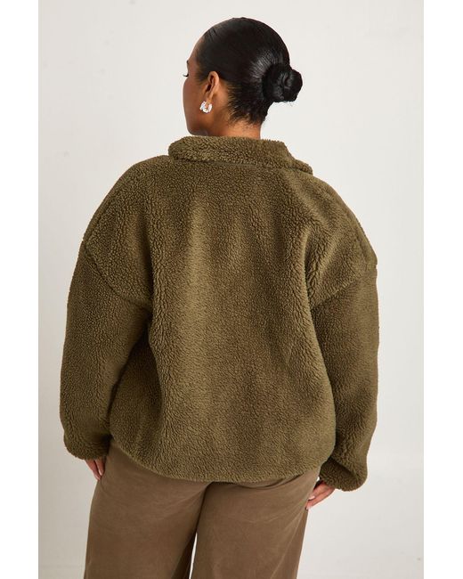 Boohoo Brown Plus Teddy Fur Jacket