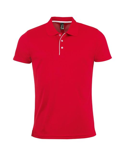 Sol's Red Performer Short Sleeve Pique Polo Shirt for men
