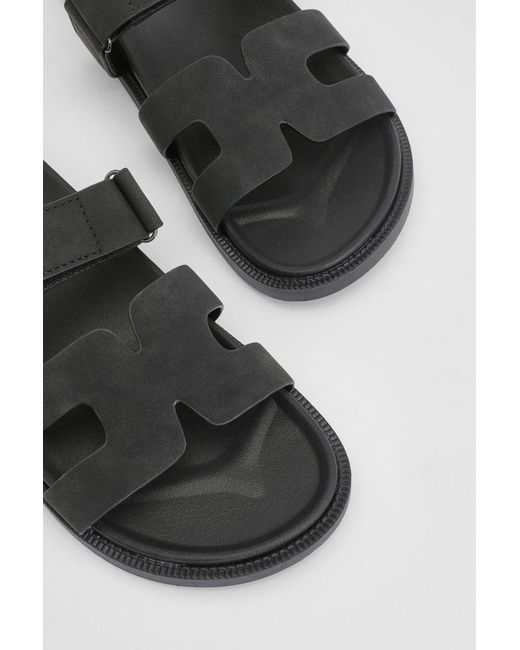MissPap Black Faux Suede Footbed Sliders