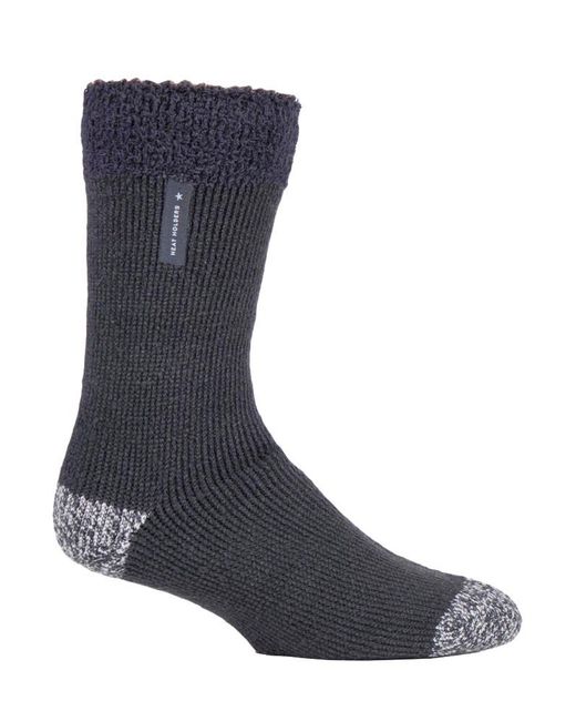Heat Holders Blue Warm Luxury Fleece Lined Lounge Bed Socks for men