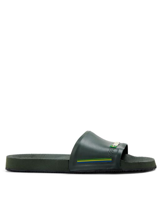 Havaianas Green Slidere Brasil Open Toe Slide Sandals