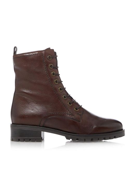 Dune Brown Wf Prestone Wide Fit Lace-Up Boots
