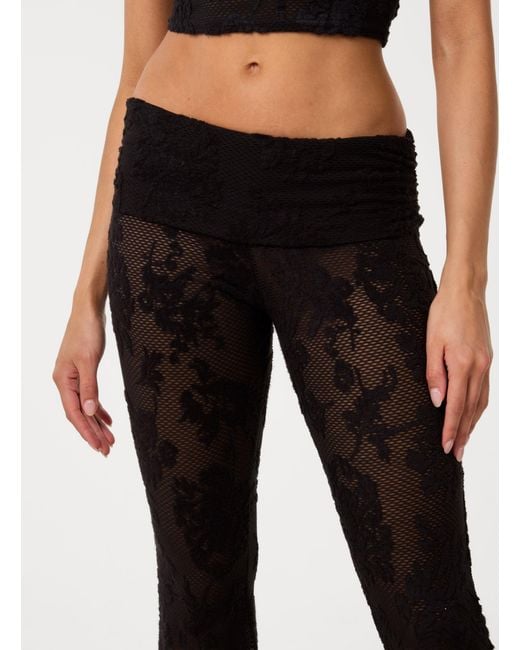 Pink Vanilla White Crochet Lace Flare Trousers