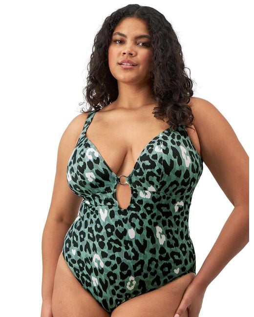 Elomi Green 802044 Jungle Bay Non Wired Plunge Swimsuit