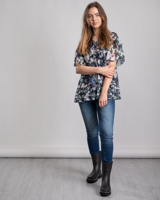 French Connection Gray Dreda Georgette Wrap Top