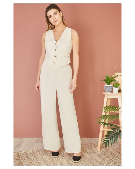 Yumi' Pink Sustainable Cotton And Ramie Wide Leg Trousers