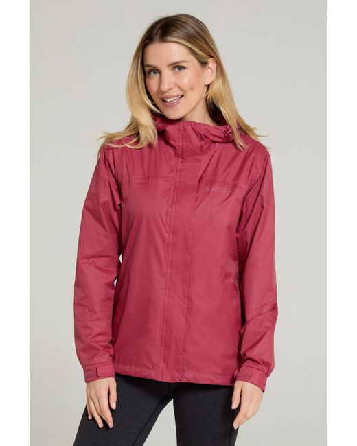 Mountain Warehouse Red 'Torrent' Waterproof Jacket With Adjustable Hood & Cuffs Long Sleeve Trekking Raincoat