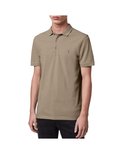 AllSaints Brown Reform Polo Shirt Summer Casual T Shirts for men
