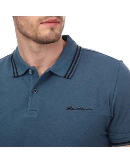 Ben Sherman Poloshirt Met Dubbele Punt In Koningsblauw in het Blue voor heren