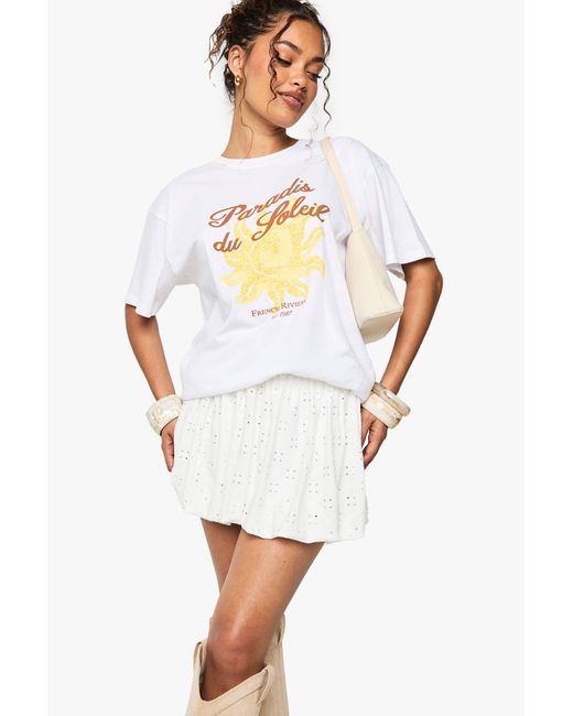 Boohoo White Broderie Bubble Mini Skirt