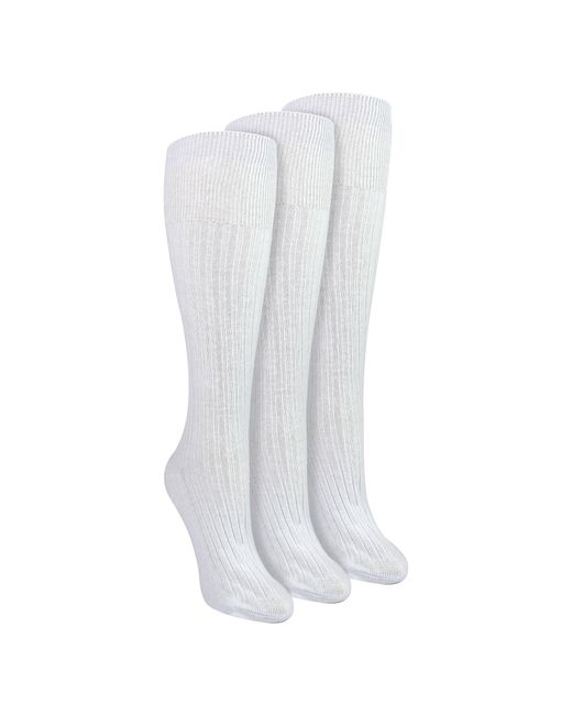 Sock Snob White Ladies 3 Pack Knee High 100% Cotton Soft Breathable Socks
