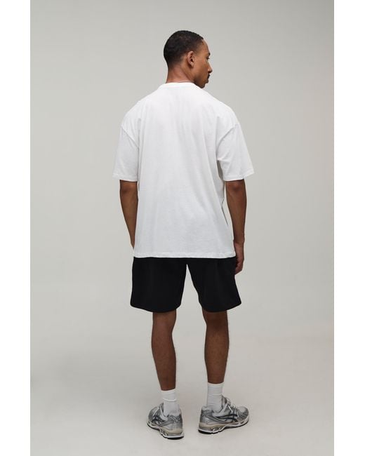 BoohooMAN White Oversized Monte Carlo Location Print T-Shirt & Short Set for men