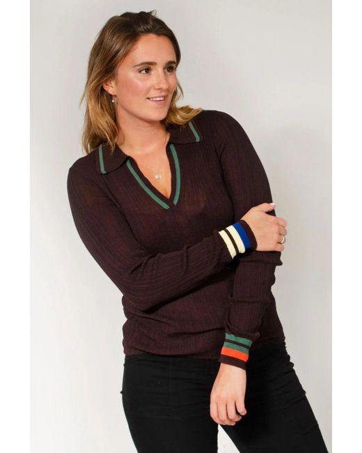 Secret Label Black Collared Long Sleeve Knit Top