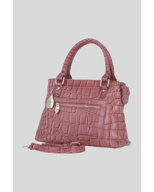 Ashwood Leather Pink Real Handbag With Detachable Crossbody Strap