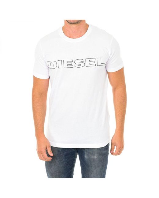 DIESEL White Short-Sleeved Round Neck T-Shirt 00Cg46-0Darx for men