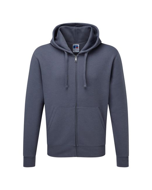 Russell Blue Authentic Full Zip Hooded Sweatshirt Hoodie (Convoy) for men