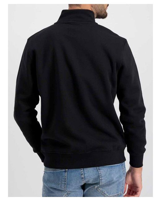 Alpha Industries Blue Half Zip Sweater Sl Cotton for men
