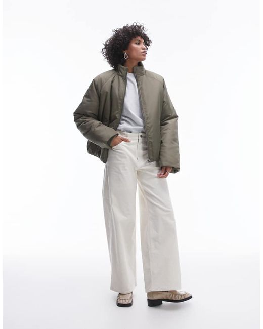 TOPSHOP Gray Bomber Puffer Jacket
