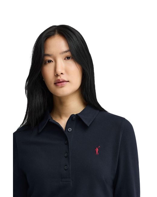 POLO CLUB Blue Shirt Long Sleeve Slim Fit Polo-Shirt-L-S4