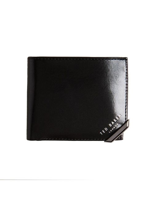Ted Baker Black Kornerr Metal Corner Wallet Leather for men