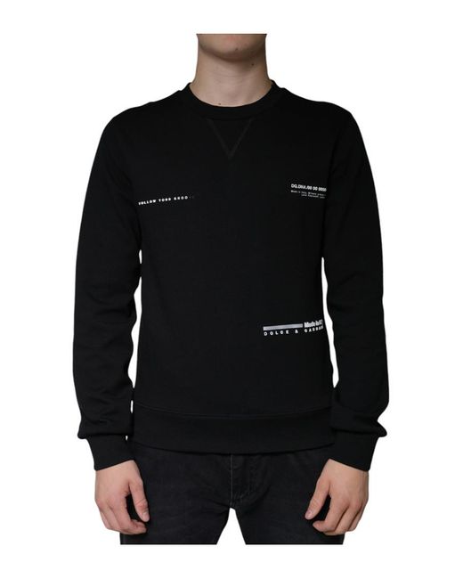 Dolce & Gabbana Sweatshirt Met Logoprint En Ronde Hals in het Black voor heren