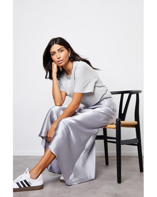 Threadbare White 'Ariel' Satin Maxi Slip Skirt