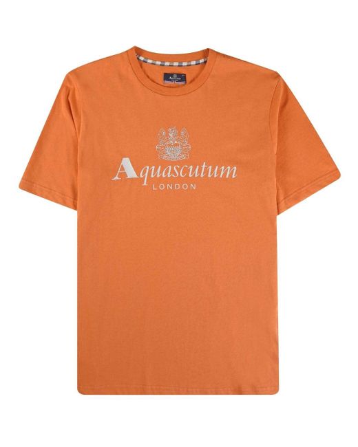 Aquascutum Orange Active Big Logo T-Shirt Cotton for men