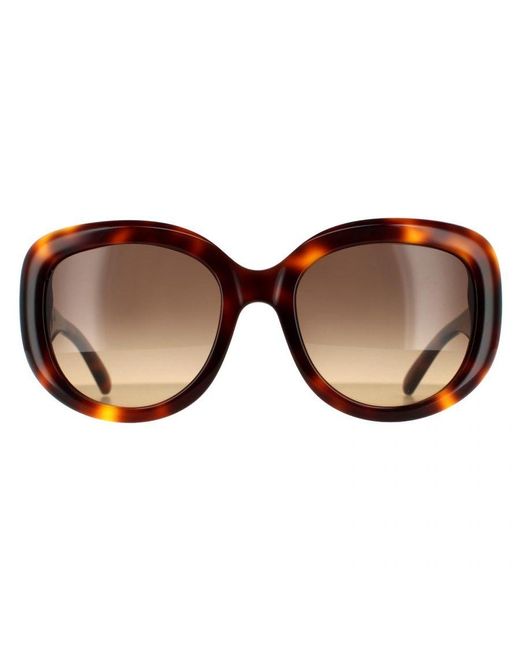 Ferragamo Brown Oval Tortoise Gradient Sunglasses