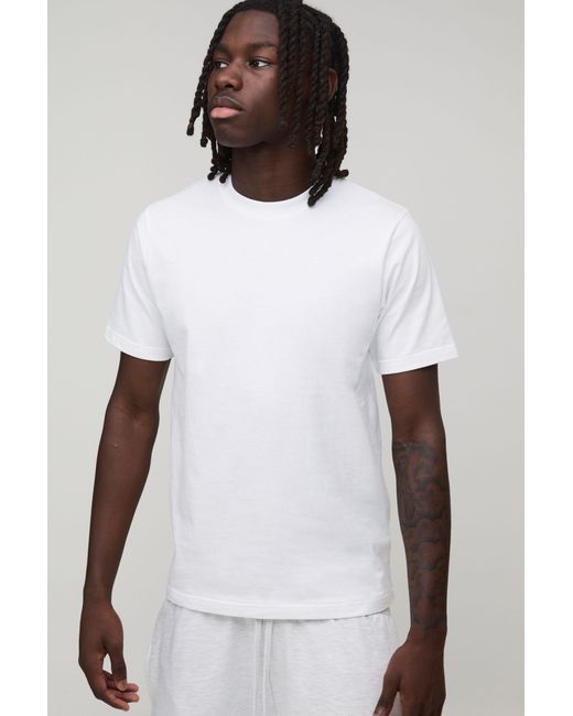 BoohooMAN White Basic Slim Fit Crew Neck T-Shirt for men