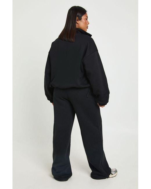Boohoo Black Plus Adjustable Toggle Wide Leg Jogger