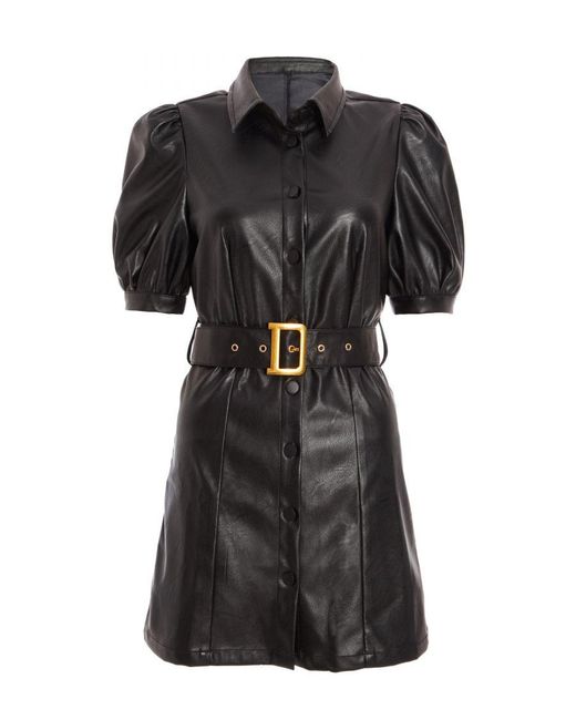 Quiz Black Faux Leather Bodycon Dress