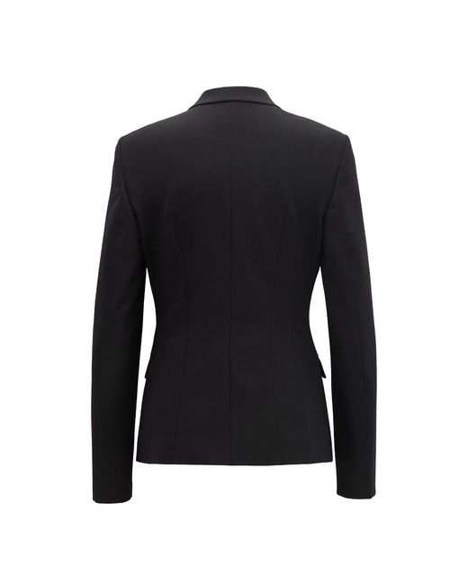 Boss Black Solid Patterned Lapel Collared Blazer