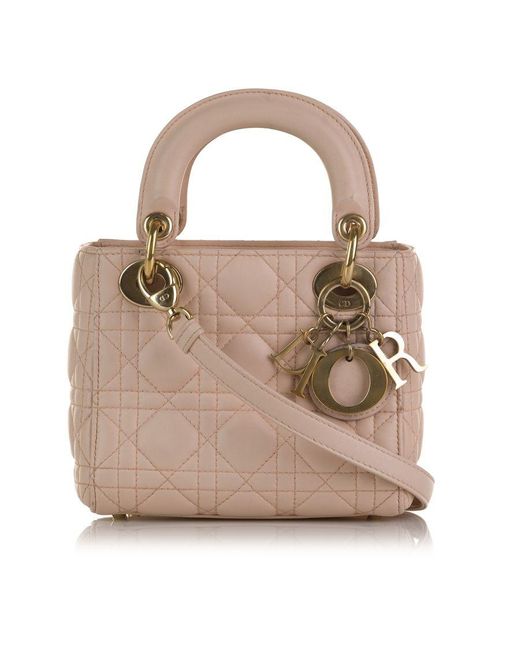 Dior Pre-owned Vintage Mini Cannage Lady Pink Lambskin