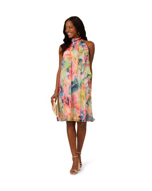 Adrianna Papell Pink Halter Sheath Dress