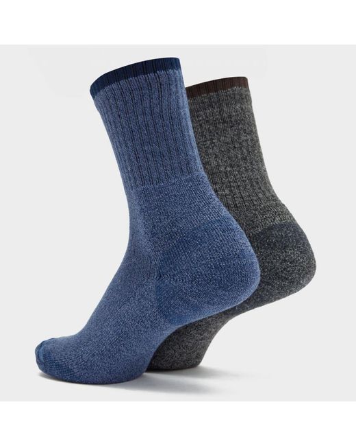 Peter Storm Blue Crew Length Walking Socks For & Hiking, Pack Of 2 for men